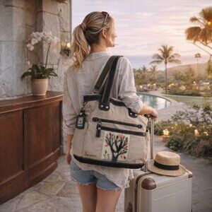 Sherpani Nola "Let Love Rule" Weekender Travel Tote Canvas Convertible Bag